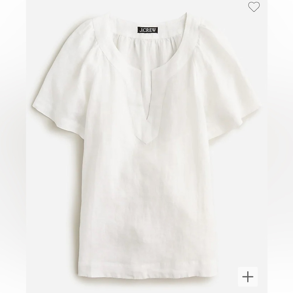 Flutter-sleeve linen V-neck top
